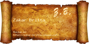 Zakar Britta névjegykártya